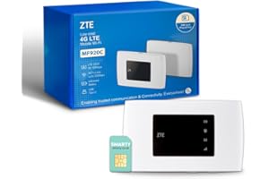 ‎ZTE ZTE MF920U, CAT4/4G LTE Mobiles WLAN, entsperrt, tragbarer Hotspot, verbindet bis zu 10 Geräte, 2000 mAh Akku, inkl. kostenloser Smarty SIM-Karte, Weiß