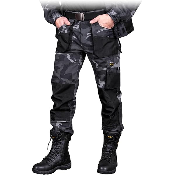 IGOLUMON Werkbroek voor heren, cargobroek, stretch, tactische broek, meerdere zakken met semi-elastische taille voor wandelen, casual, outdoor, kamperen, Zwart, 36W / 32L
