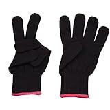 Mudder 2 Pack Heat Resistant Gloves for Curling, Curling Wand and Flat Iron, Black and Red