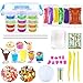 Produktbild DIY Slime Kit, Schleim Selber Machen Kinder Spielzeug mit 12 Farben Crystal Clay Schlamm, 8 Mini Eisbechern, 9 Obst Schimmel, ungiftige Kristall Schlamm Plastilin Kinder Spielzeug