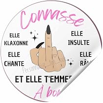 Autocollant Voiture Humoristique 'Connasse à Bord' - Sticker Vinyle Résistant UV