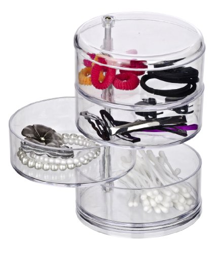 WENKO 20990100 Kosmetik Organzier Tower Transparent – mit 4 drehbaren Fächern, Kunststoff – Acryl, 11.5 x 17.5 x 11.5 cm, Transparent - 5