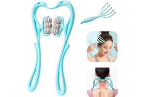 ATAK Neck Massager, Handheld Neck Massage Roller-Pressure Point Neck Massager for Neck Pain 6 Roller, Neck and Shoulder Massager for Muscle Pain Relief