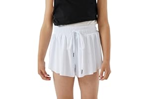 Naiyafly Girls Flowy Shorts for Teen Girls Athletic Gym Shorts Kids Short Pants with Pockets 2 in 1 Preppy Youth Butterfly Shorts Children Running Sports Dance Skort