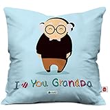 Indigifts Grandfather Birthday Gifts Love You Grandpa Quote Cute Granddad Illustration Blue Cushion Cover 12x12 inches - Gift for Grandparents Anniversary, Dada-Granddad-Birthday, Grandfather Pillow