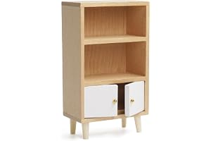 Odoria dockhus bokhylla hylla miniatyr: 1/12 skala bokhylla för böcker stativ förvaring modernt vardagsrum bibliotek kontor display - mini sidobord nattduksbord trämöbler för sovrum