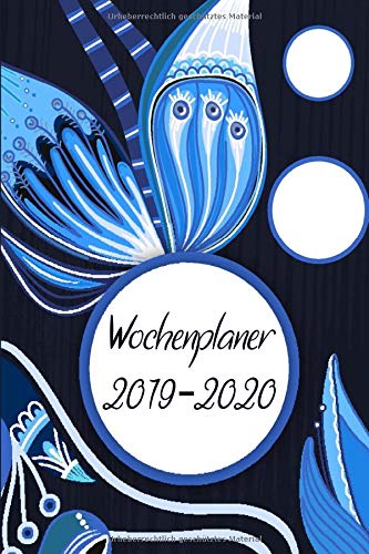 Wochenplaner 2019-2020: Modernes Cover Design in Blau Abstrakt, Oktober 2019 bis Dezember 2020, Wochen- und Monatsplaner, 1 Woche auf 2 Seiten, Kalender 15x21 cm