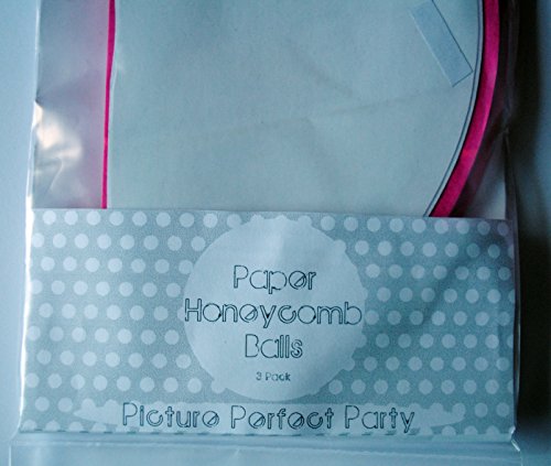 MANY COLOURS AVAILABLE Honeycomb Paper Balls [Pack of 3] (Hot Pink) by Picture Perfect Party - 2