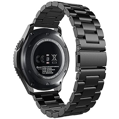 Simpeak Bracelet pour Samsung Gear S3, Bracelet Watch Strap Remplacement en acier inoxydable Bande Rechange pour Gear S3 (Noir)