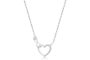 VEEDOFA 925 Sterling Silver Necklaces for Women, Infinity Cubic Zirconia Ladies Necklaces with Silver Pendants, Silver Jewellery Gift for Women