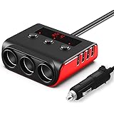 Auto Ladegerät Adapter, SONRU 3 Fach KFZ Zigarettenanzünder Verteiler mit 4 USB Ports, 120W 12V/24V DC Mehrfach Steckdose Spl