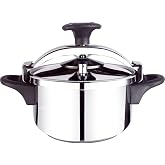 Bastilipo - Express Classic 6, 6 Litre Stainless Steel Pressure Cooker | Pressure Control and Safety Valve | Compatible with