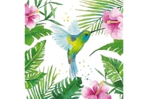 CRAFTYTHINGS Crafty Things 4 x Paper Napkins - Tropical Hummingbird - Ideal for Decoupage/Napkin Art