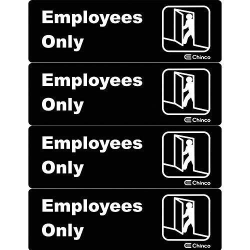 Chinco 4 Pièces Employees Only Signe Employés Seulement Signe en Acrylique Plastique Panneau d'Informations Commerciales avec Symboles pour Bureau Restaurants Hôtels Fournitures, 9 par 3 Pouces