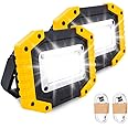 Trongle LED Rechargeable Work Lights, 30W Floodlight Battery Security Light with 3 Modes Outdoor COB Camping Lights with USB Waterproof for Garage, Fishing, Hiking, 2 Packs (Battery Included)