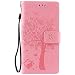 Produktbild Nancen Wallet Case Tasche Hülle für Sony Xperia Z5 (5,2 Zoll) Flip Schutzhülle Zubehör Lederhülle mit Silikon Back Cover PU Leder Handytasche im Bookstyle Stand Funktion , Schmetterling Schnalle Magnet , Baum und Katze Muster Flip Funktion Kartenfächer Etui Schale ,Schütze Dein Telefon