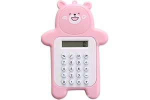 Reheyre Small Pocket Calculator Basic Calculator Mini Desktop Calculators Bear Calculator Fadeless APS Portable Primary School Calculator for School Office Use Pink