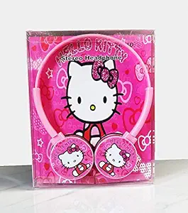 BestTrend Hello Kitty Kids Wire Headphone 3.5mm Jack Bass Booster Foldable Adjustable On-Ear Headphones, Compatible with Cellphones, Tablets, PC (Age 3 to 12 Years) (Pink)