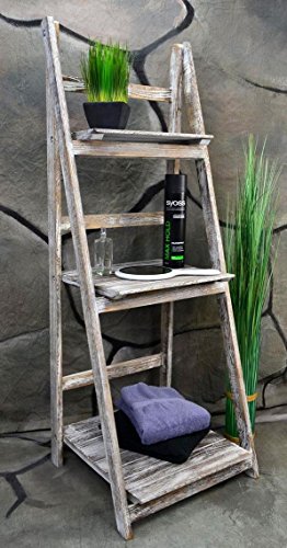 Livitat® Badregal Leiterregal Standregal Regal Holz Shabby Chic Weiß LV1011 - 2