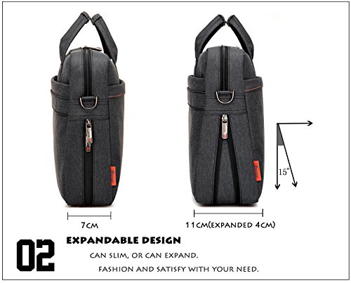 burnur Laptop Tasche und Schulter Messenger Tasche, für Laptops, MacBooks passt für bis zu 39,6 cm – Schwarz - 2
