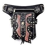 Características: negro y naranja, remaches y cadenas de metal, decoración de calavera, forma que se transforma libremente.
