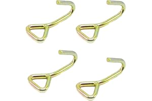 SAGASAVE 4 Ganci a Cricchetto Resistenti, 25 mm x 800 kg, Gancio Singolo a J, di Ricambio per Cinghie di Fissaggio e Rimorchi