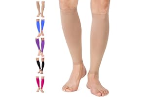 TOFLY® Calf Compression Sleeve for Men & Women, 1 Pair, Footless Compression Socks 20-30mmHg for Leg Support, Shin Splint, Pain Relief, Swelling, Varicose Veins, Nursing, Travel, Plus Size S - 5XL