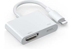 Loydia HDTV Adapter für iPhone, [MFi Zertifizierung] HDTV Digital AV Adapter Lightning 1080P Video Audio Sync Screen Converter mit Lightning Ladeanschluss, Kompatibel mit TV/HDTV/Monitor/Projector