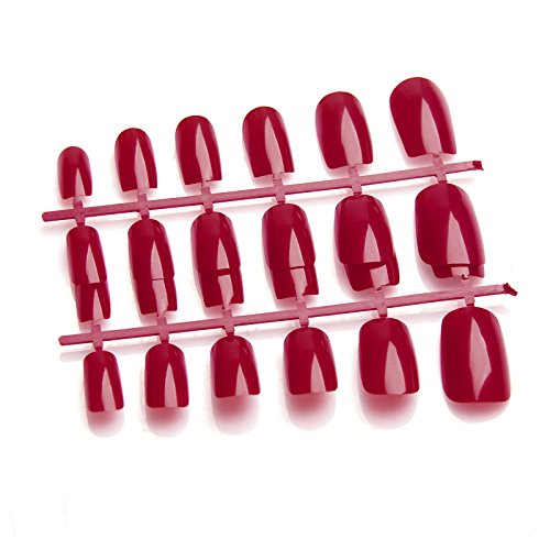 CellDeal Full Cover Short/Medium Coloured Flexi False Nails UK seller 24 dark red