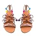 Produktbild Sommerschuhe Strandschuhe Krawatte Sandalen Frauen Outdoor, Frauen Böhmen Sandalen Gladiator Leder Sandalen Wohnungen Schuhe Pom-Pom Sandalen, Mehrfarbig, 37 EU