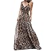 Produktbild Setsail Damen Leopard V-Ausschnitt Sling Kleid Maxi-Kleid, Kleid, Hochzeitskleid, Party Bar Kleid (Khaki, S)