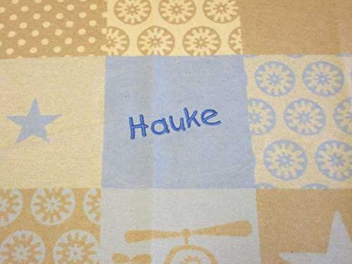 Baby und Kinderdecke Juwel Patch blau (David Fussenegger) Personalisiert mit Namen - 2