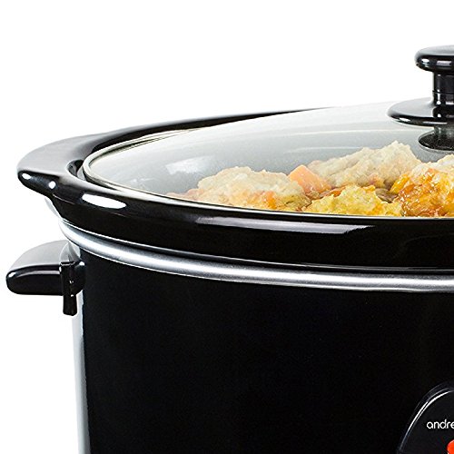Andrew James – 6,5 Liter Premium Schongarer In Schwarz – Mit Sicherheitsglas Und Entnehmbarer, Innerer Keramikschüssel – 3 Temperaturstufen - 9
