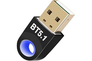 Olakin Bluetooth USB 5.1, Mini Adaptador Bluetooth Dongle Compatible con Windows 7, 8, 8.1, 10, 11, Transferencia Inalámbrica para Ordenador, Altavoz, Teclado, Auriculares, Portatil (Negro)