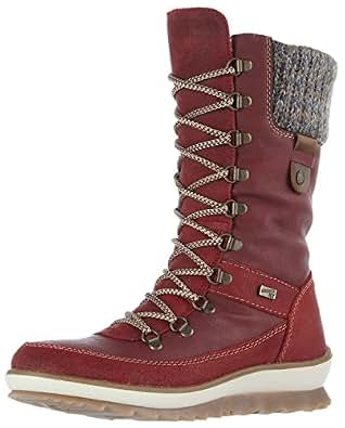 Bottes Neige Femme Remonte – Cuir Lisse – Laine – Lacets + Fermeture Éclair – Semelle Adhérente – Imperméable – Largeur Confort