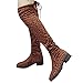 Produktbild saymany Stiefel Damen Long Winter, Frauen Wildleder Leopard Drucken Runde Zehen hohe Stiefeletten über-die-Knie-Schuhe Stiefelparadies