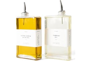 Molimoli Dispenser per olio d'oliva, dispenser automatico per cucina, dispenser per bottiglie sottili in vetro per cucina (Argento thin, 350ml, Set of 2 thin)