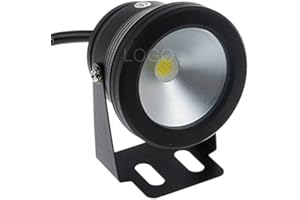 EBILUN Projecteur LED 10 W 12 V étanche à lentille plate pour extérieur, fontaine, étang, blanc （Pas de contrôle à distance）