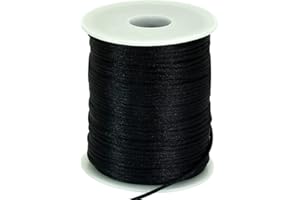 TONIFUL 2mm x 110 Yards Black Nylon Cord Satin String for Bracelet Jewelry Making Rattail Macrame Trim Cord Necklace Bulk Beading Thread Kumihimo Chinese Knot Craft
