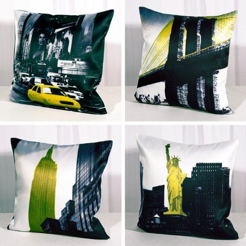 Kissenbezug 4er-Set NEW YORK BROADWAY/BROOKLYN BRIDGE/EMPIRE STATE BUILDING/FREIHEITSSTATUE 40x40 cm