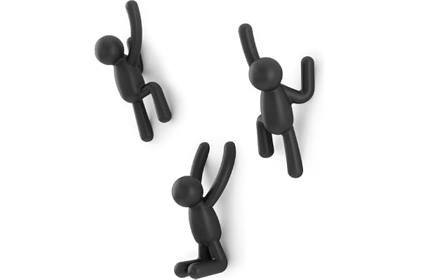 Umbra Buddy Hooks. Crochets muraux Buddy - Porte-manteau décoratif. lot de 3 patères murales. Noirs