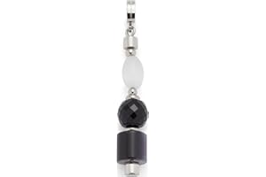 JEWELS BY LEONARDO 024423 Pendentif Clip & Mix Betsy en acier inoxydable argenté, perles Catseye de différentes formes en noir, gris et blanc, bijou cadeau pour femme, Eine Größe, Acier inoxydable,