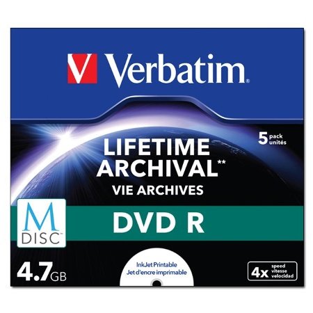 Verbatim 43821 DVD-R M-Disc 4,7 GB 4fach, 5er-Pack, Jewel Case, bedruckbar, NEU