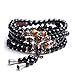 Produktbild UDTEE New/Fashion Black Color Tiger Eye Crystal Gemstone Tibet Buddhist Buddha Meditation 108 Prayer Bead Mala Bracelet/Necklace