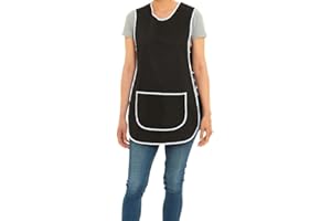 ER Direct Womens Home Work School Kitchen Catering Cleaning Bar Plus Size Plain Printed Coloured Front Large Pocket Side Button Fastening Tabard Apron