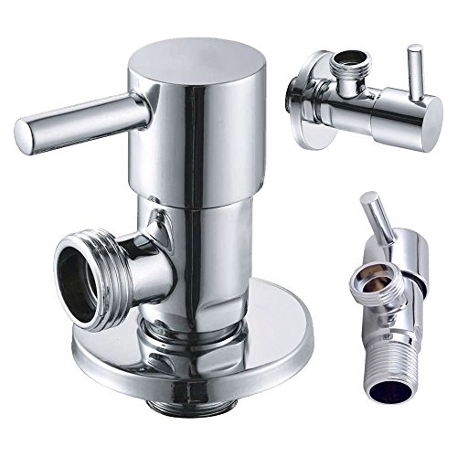 Eckventil Eckregulierventil EKV02 | 1/2 Zoll Wandanschluss | 3/8 Zoll Schlauch-Anschluss | edel verchromt inkl. Wandrosette | geeignet bis 10BAR | DIN-Anschluss | Lieferumfang: 2 Eckventile