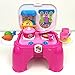 Price comparison product image deAO Portable Kitchen Playset with Accessories Included Handy 2in1 Carrycase Stool With Light and Sounds Effect (Pink)