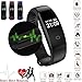 Produktbild Fitness Tracker Armband Smart Watch Wasserdicht Ip67, Smart Bracelet Wristband Mit Herzfrequenz Damen Herren für Android und IOS, Bluetooth Aktivitätstracker Schrittzähler, Armbanduhr Schlafanalyse / Kalorienzähler, SMS Anrufe Reminder für Android und iOS