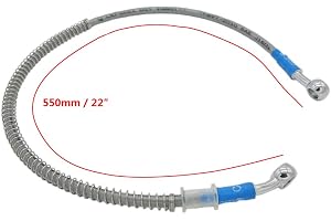 550 mm 55 cm S SYUU universell motorcykel bromsslang flätat hydrauliskt stål tjocklekar bromskopplingsolja slangledning körning kompatibel med Pit Dirt Bike Enduro Motocross Street Bikes Sport cyklar