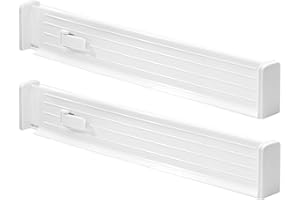 INTERDESIGN iDesign Linus regulowany organizer do szuflad, separator do szuflad do kuchni, z tworzywa sztucznego, zestaw 2-częściowy, biały